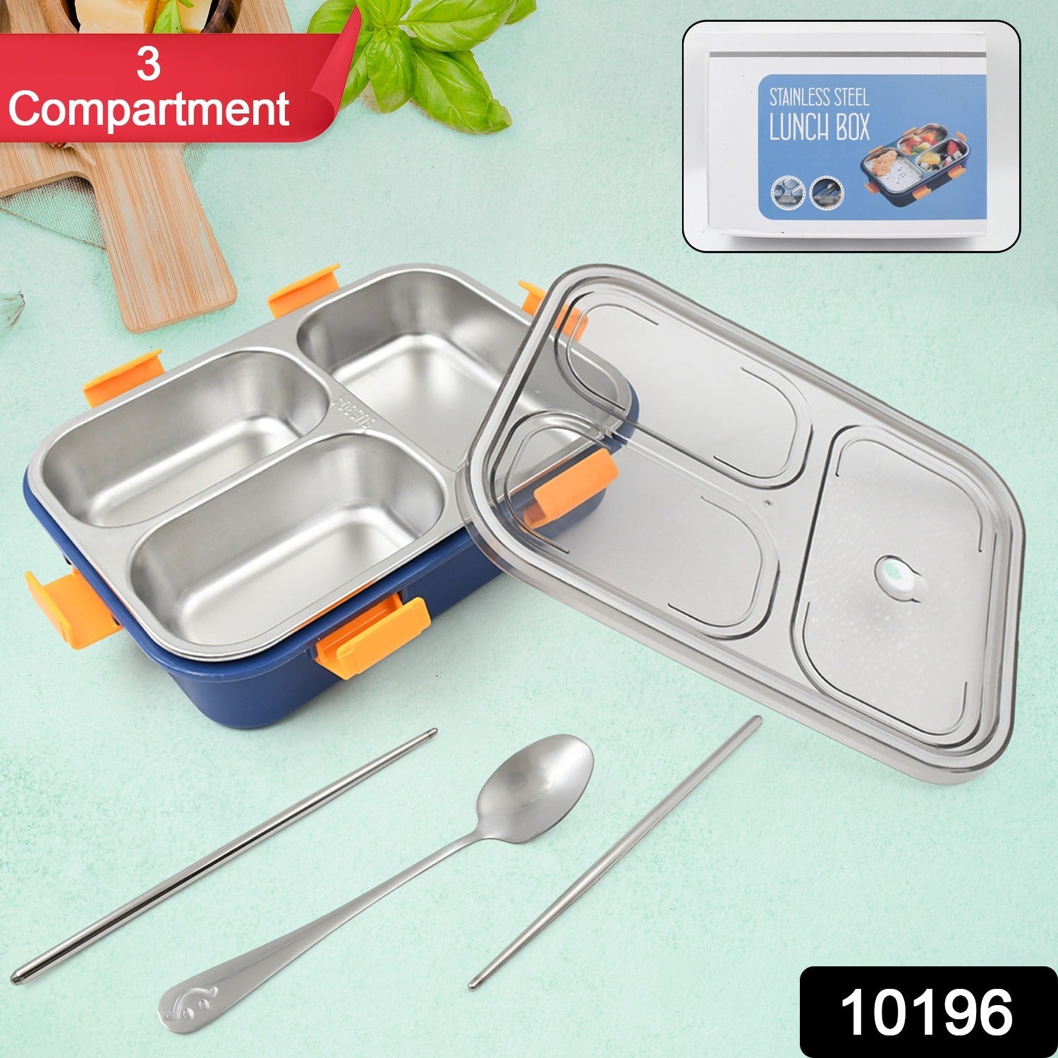 Clear Compartment Stainless Steel Lunch Set Clear Compartment Stainless Steel Lunch Set